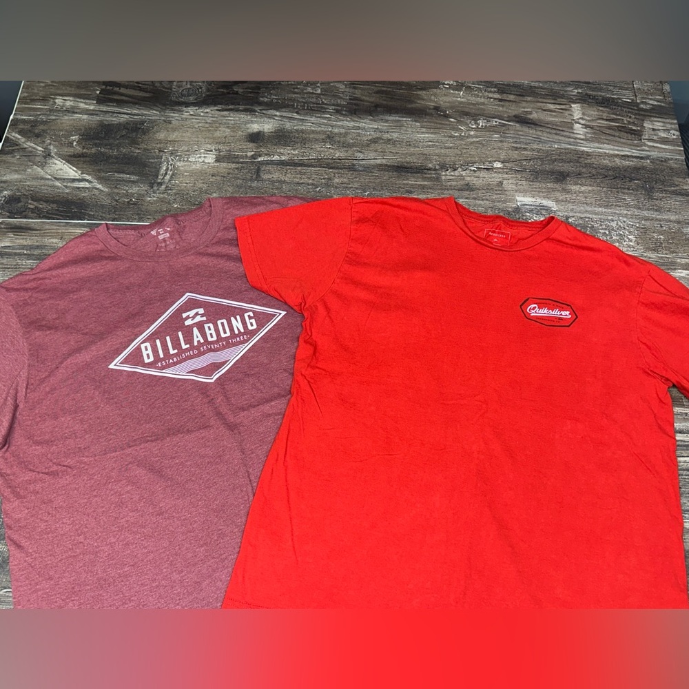 Billabong Quiksilver Tee Bundle XL Red Surf Skate Graphic Shirts